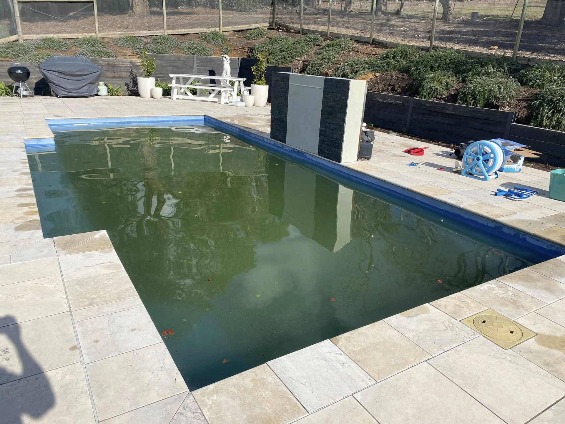 Pool before green recovery treatment